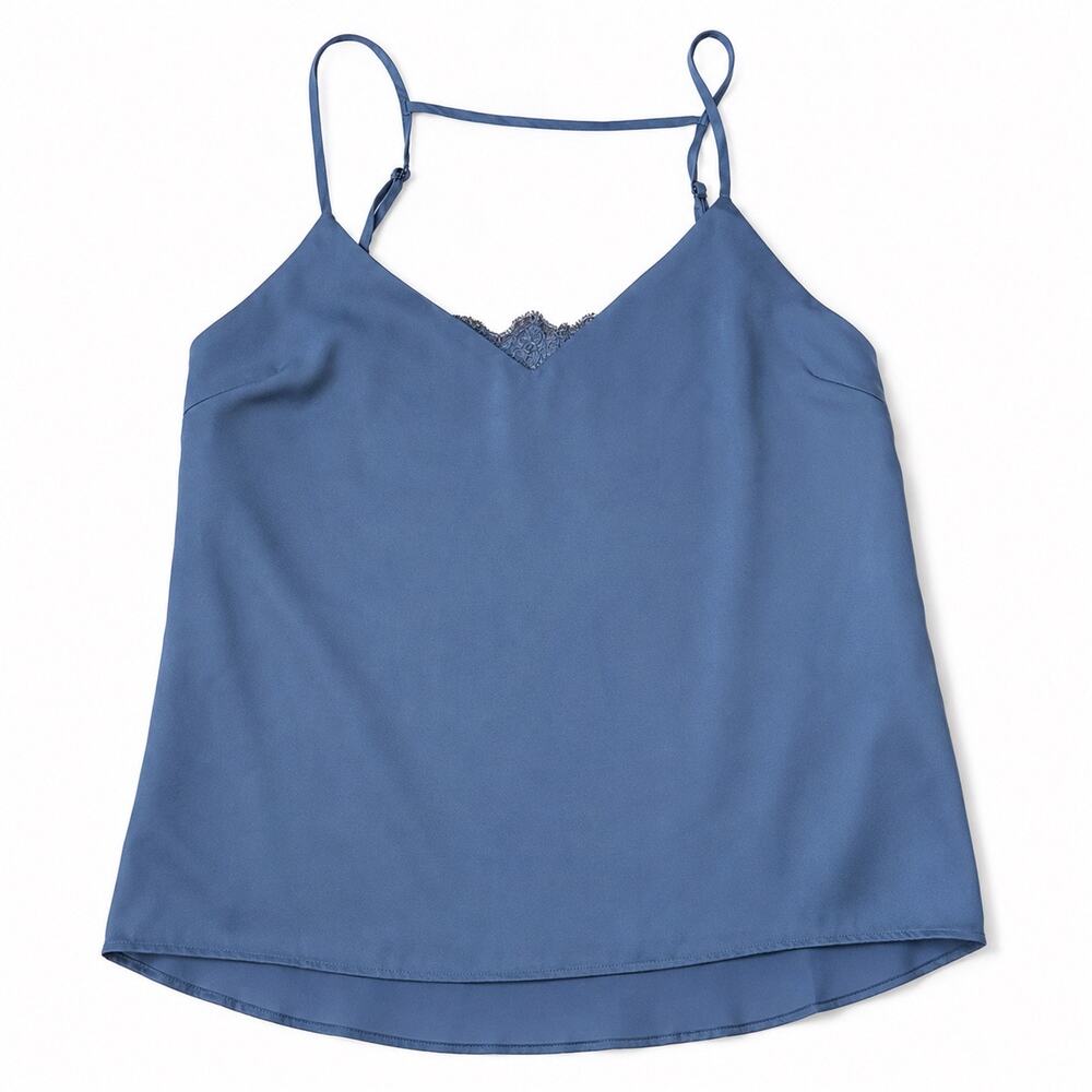 Lush Slate Blue Lace Trim Cami Tank Top Medium NWT Adjustable Strap